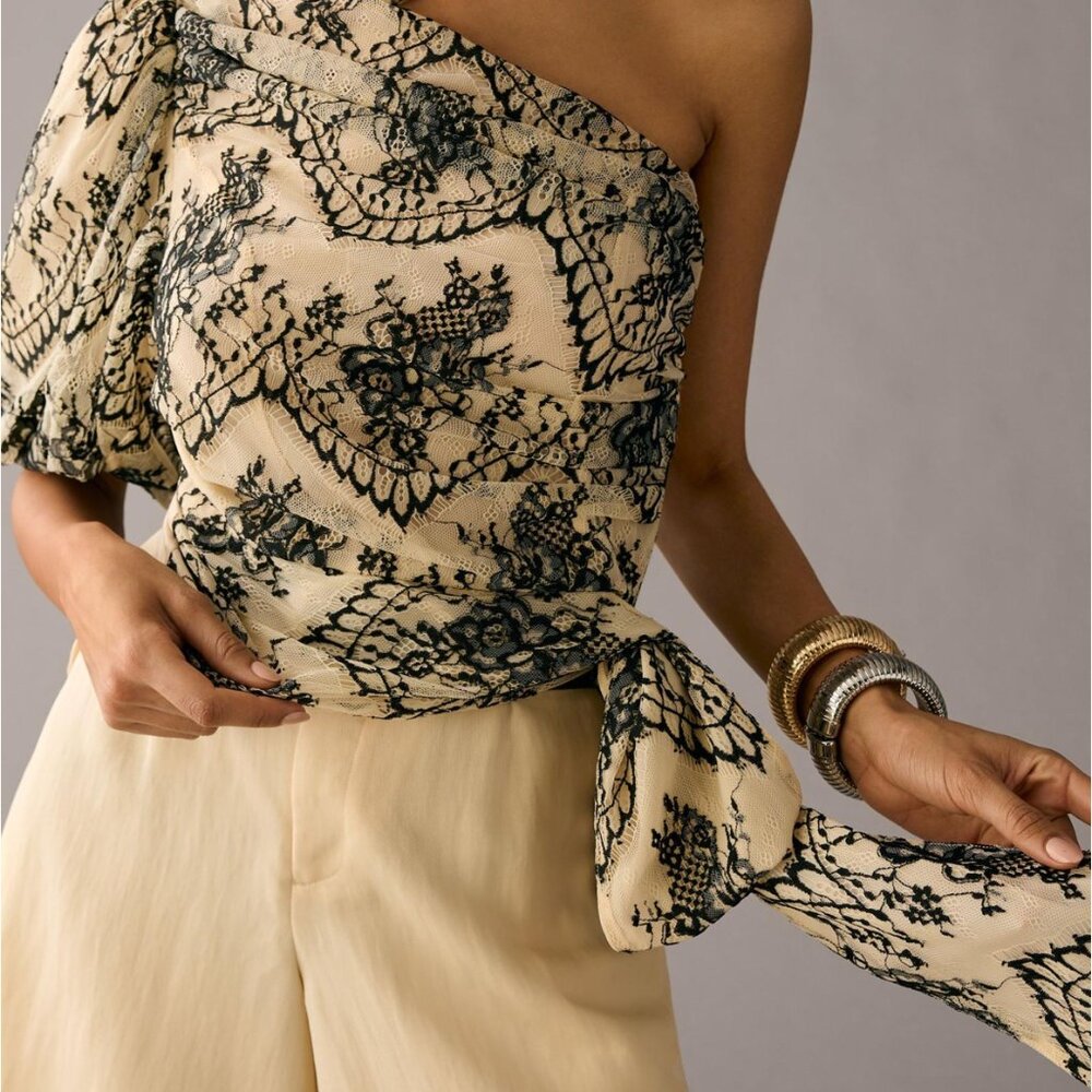 023 Anthropologie Dolan Ruched One-Shoulder Top Size Small - Picture 3 of 9